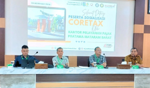sosialisasi Sistem Perpajakan Coretax dari Kantor Pelayanan Pajak (KPP) Pratama Mataram Barat, bertempat di Aula Matahari Gedung manajemen
